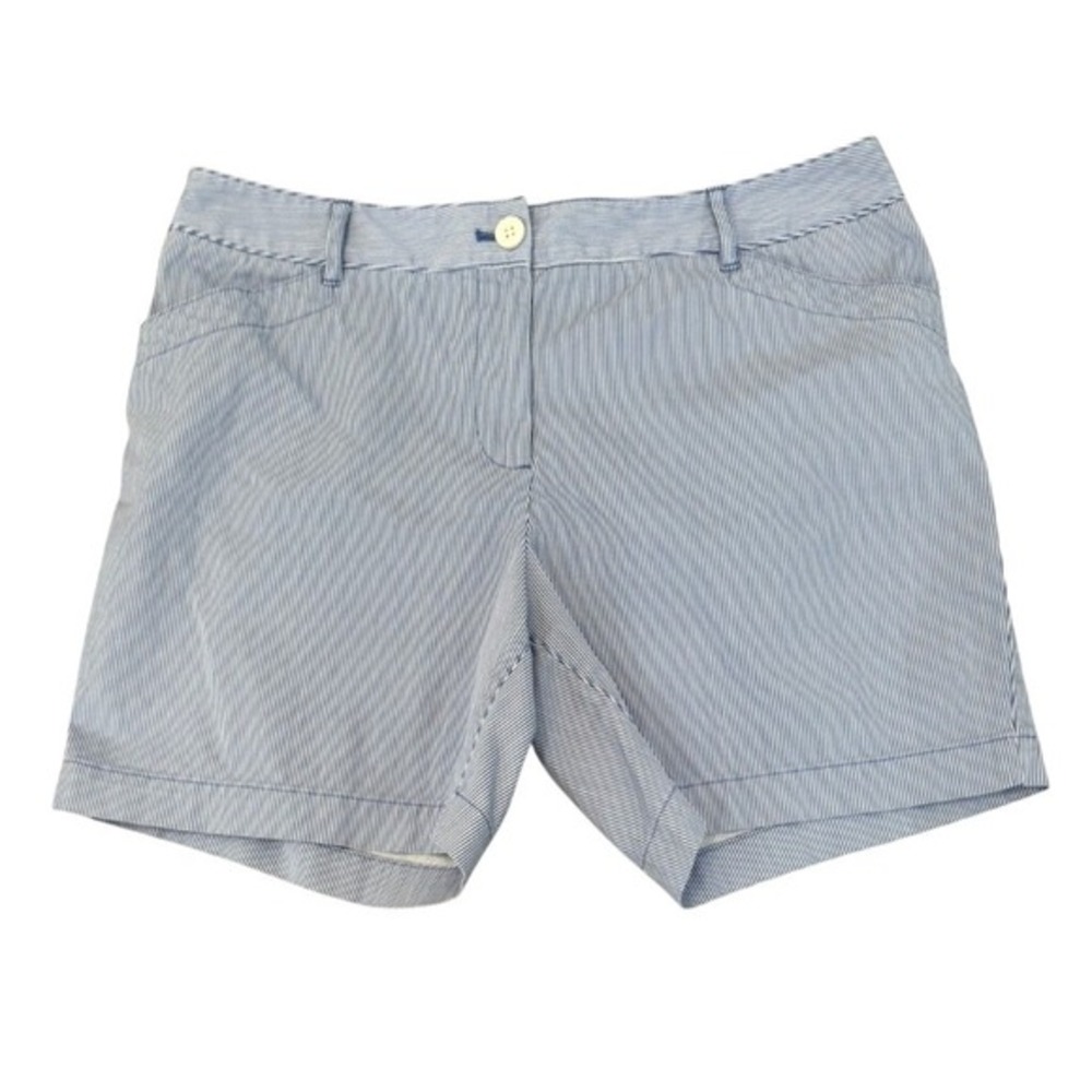 Talbots Size 12 Blue & White‎ Pinstripe Shorts Cotton / Spandex Preppy